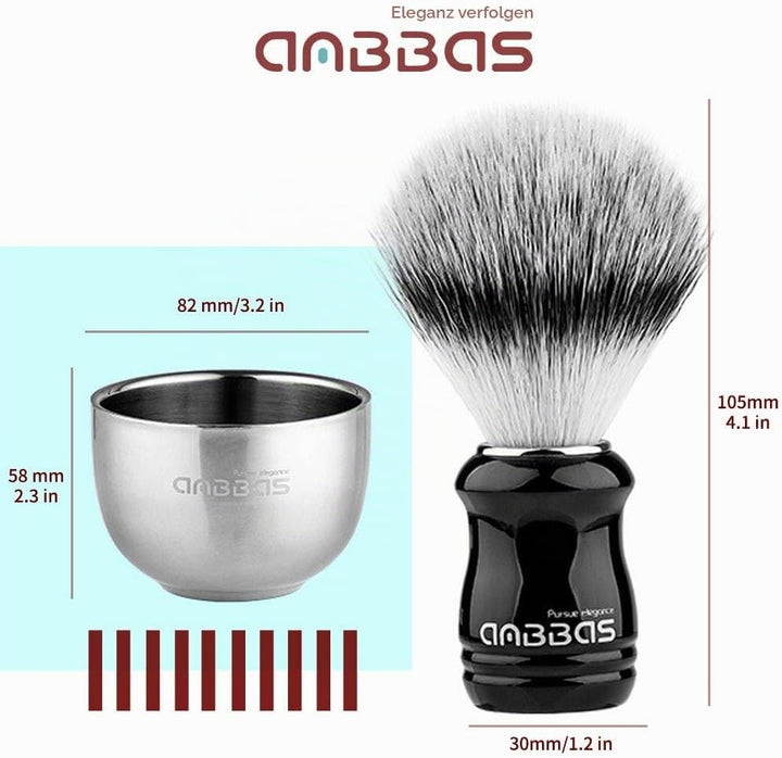 Anbbas Herren Rasierset Geschenk Set 4IN1 Rasierpinsel Kunsthaar Rasierseife Rasierschale und Rasier