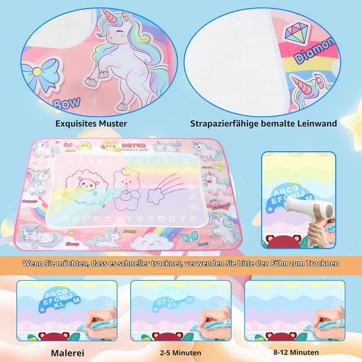 LEcylankEr Wasser Doodle Matte 120x90cm Wassermalmatte (Einhorn), Einhorn