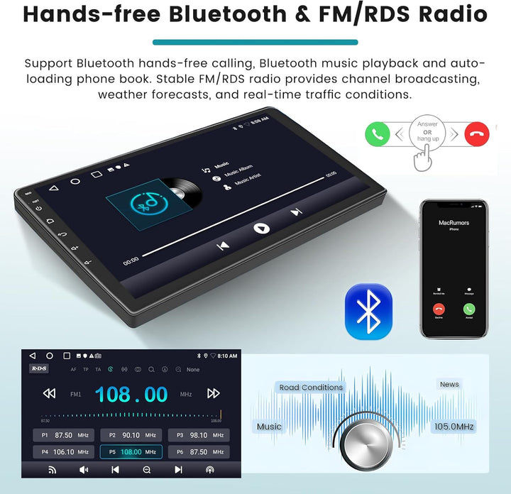 Hikity 2G 64G Android Autoradio Für Peugeot 208/2008 2012-2018 mit Wireless Carplay Android Auto, 10