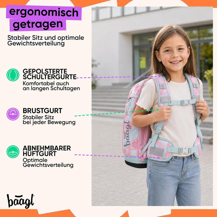Baagl Airy Plus Schulranzen-Set 3-teilig, 25 l, ab 130 cm (Sunset), Sunset