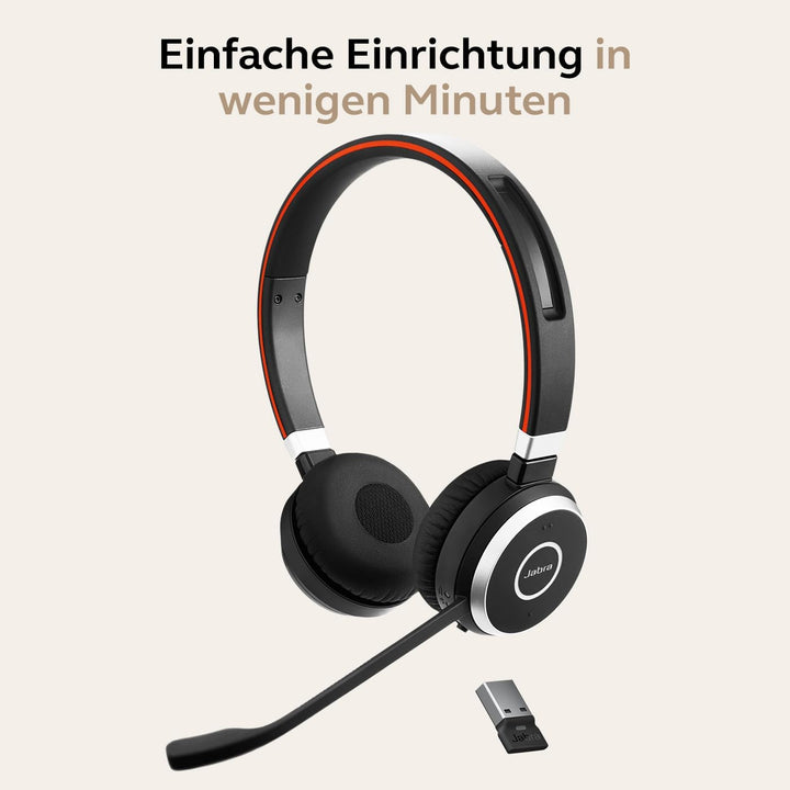 Jabra Evolve 65 SE Schnurloses Stereo-Headset-Bluetooth-Headset mit Mikrofon mit Geräuschunterdrücku