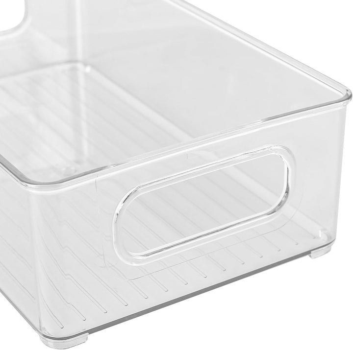 ZOENHOU 3 Stück Kühlschrank Organizer Stapelbare 25,5x15x7,6 cm, Kühlschrankbox mit Griff - Transpar