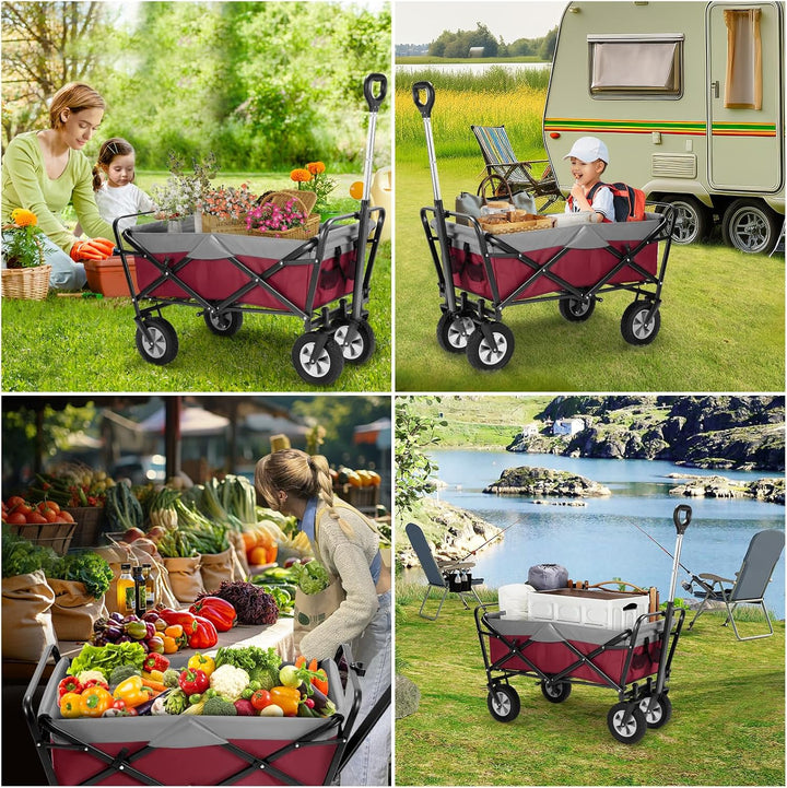 EUGAD Bollerwagen faltbar klappbar Transportkarre Handwagen mit 4 Rollen für Camping Einkaufen belas