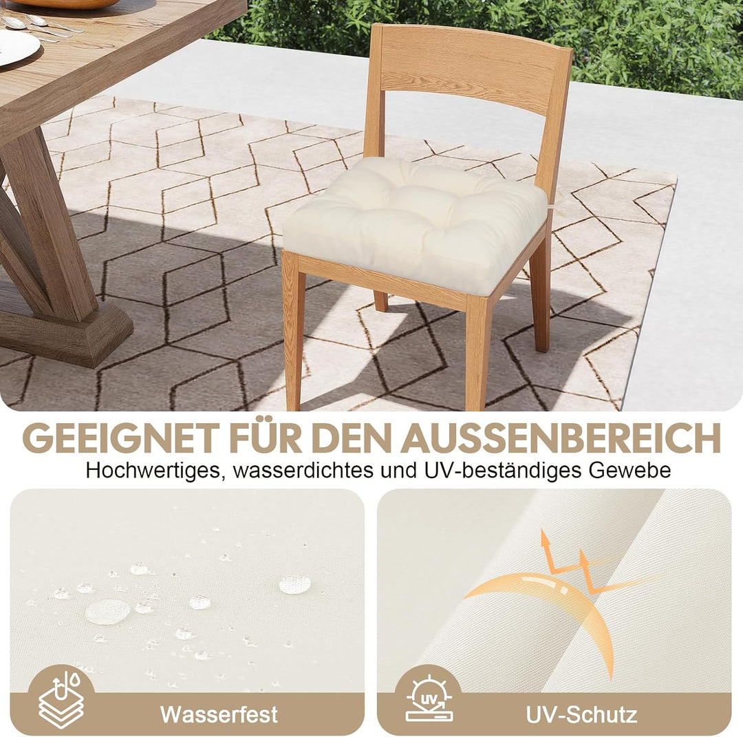Outdoor Sitzkissen 45x45x8 cm, 2er Set, UV-beständig, Beige Beige 45 x 45 x 8 cm, Beige 45 x 45 x 8