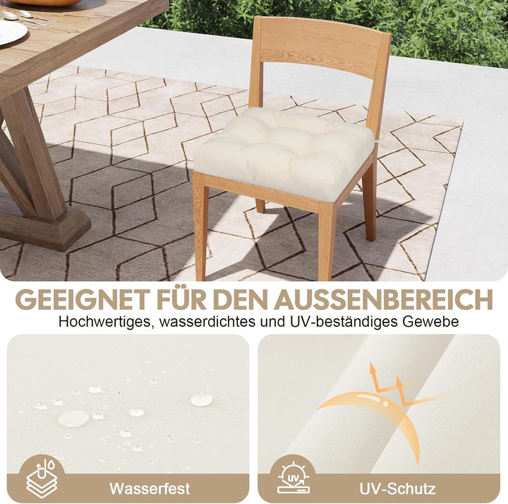 Outdoor Sitzkissen 45x45x8 cm, 2er Set, UV-beständig, Beige Beige 45 x 45 x 8 cm, Beige 45 x 45 x 8