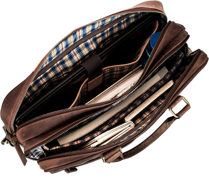 Marc Peter Laptoptasche Dallas I Leder Umhängetasche für 15.6 zoll Laptop I Aktentasche für Notebook