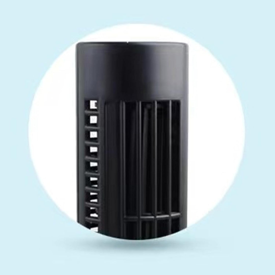 USB Flügelloser Turmventilator, Oszillierend 2 Geschwindigkeiten | Schwarz, Wiederaufladbar, Leiser