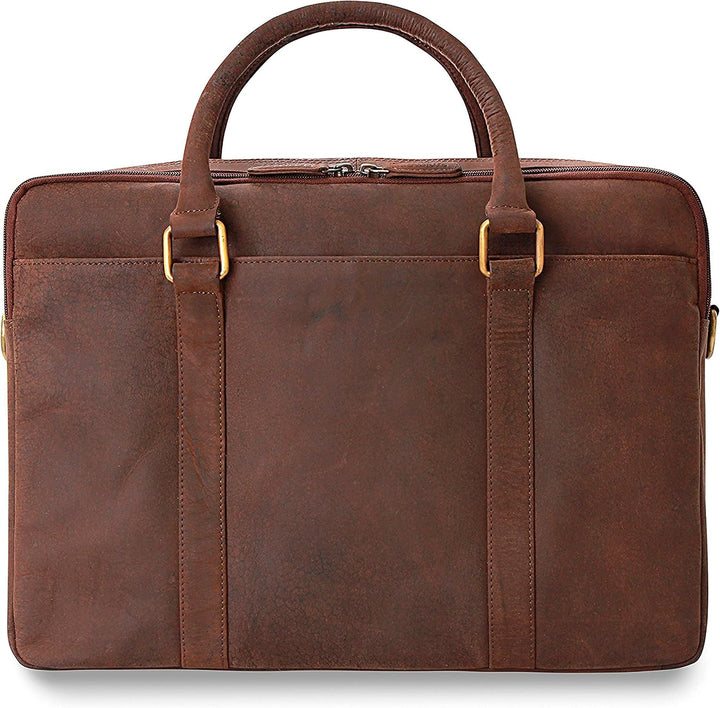 LEABAGS Leder Aktentasche Herren &amp; Damen I Echtleder Laptoptasche bis 16 Zoll I Umhängetasche mit Sc