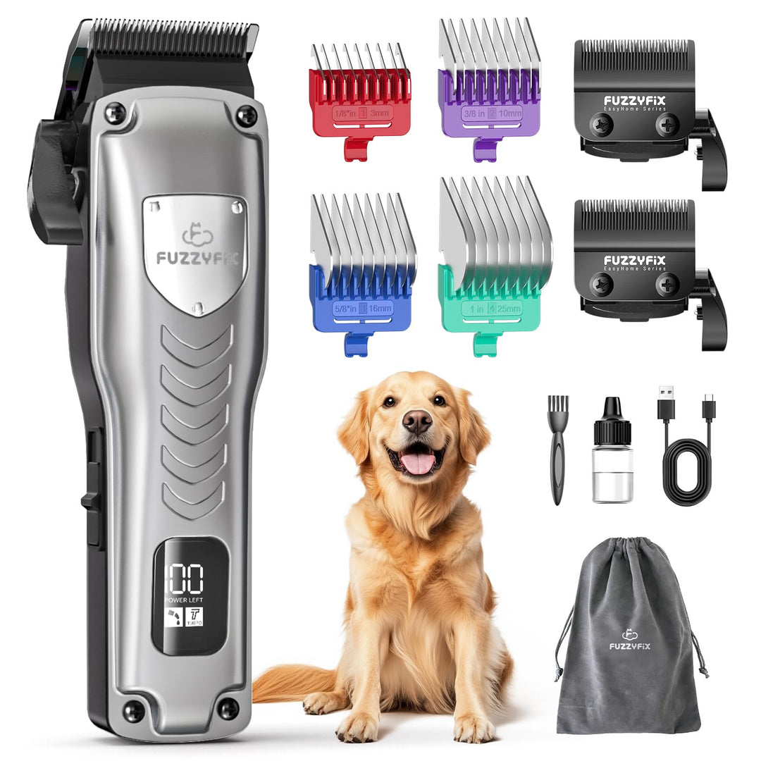 Hundeschermaschine mit Metall-Aufsteckkämme und Ersatzklinge Silber, Silber