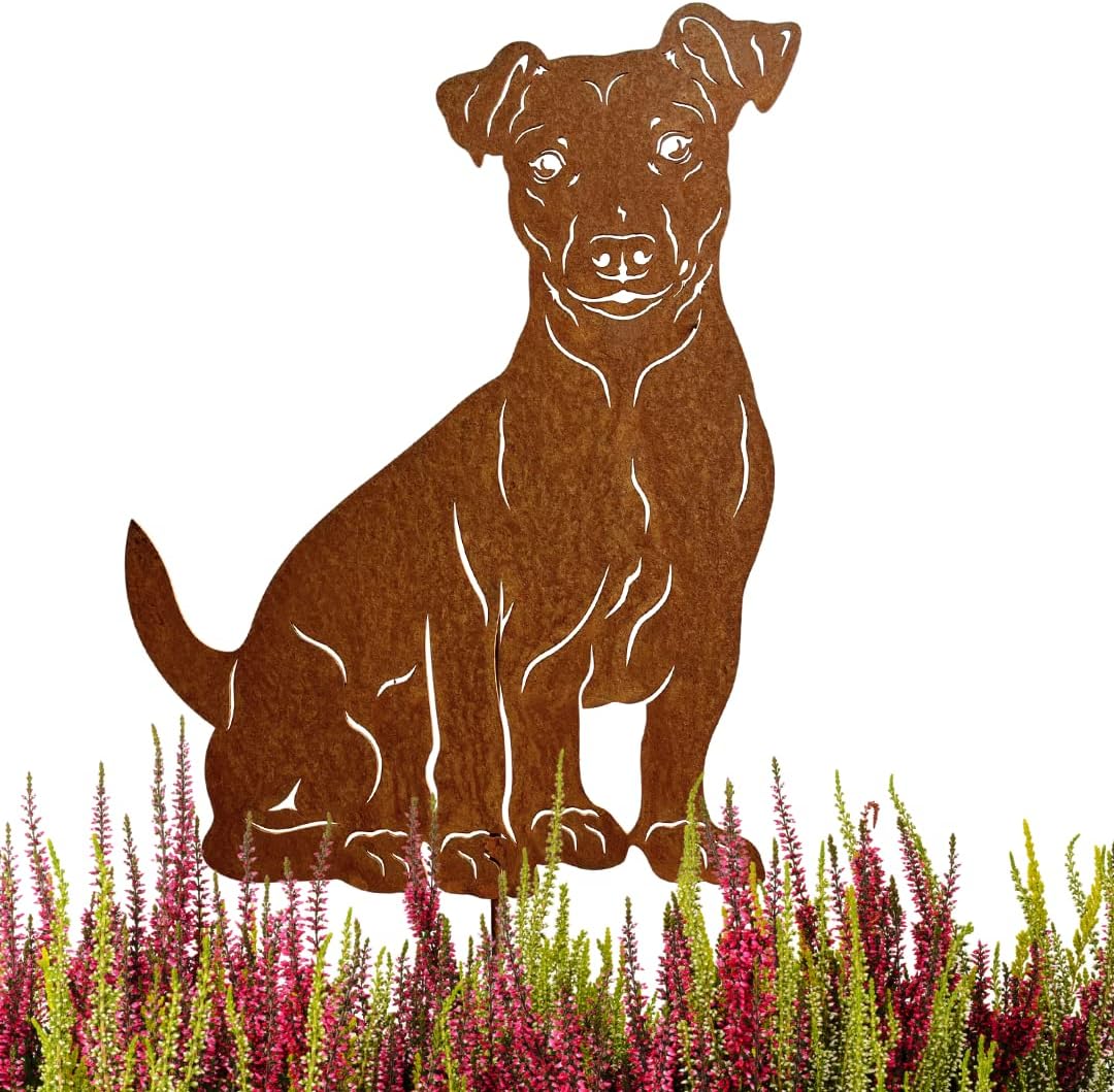 Terma Stahldesign Edelrost Hund Jack Russell Terrier, Handmade Germany, tolle gartendeko aus Rost-Me