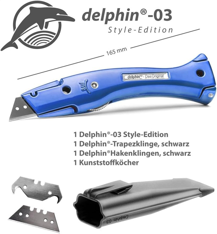 Delphin®-03 Style Edition inkl. Klingen und Kunststoffköcher, Teppichmesser