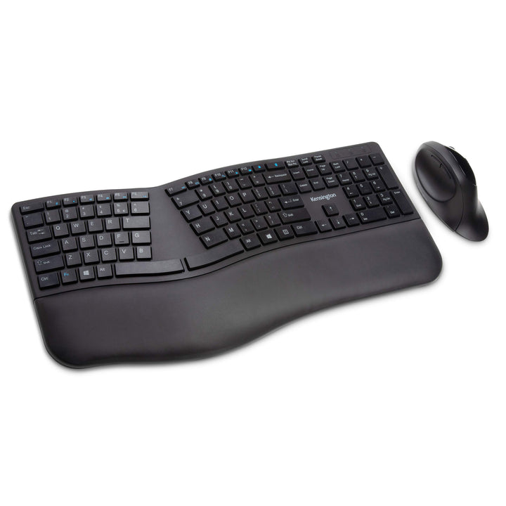 Kensington Pro Fit Ergo Kabellose Tastatur und Ergo Maus im Set, US QWERTY-Tastaturbelegung, Duale 2