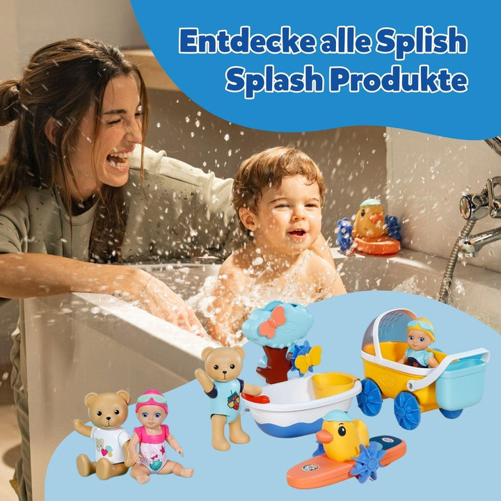 BABY born Splish Splash Bade-Spielzeug-Set mit Emma im Kinderwagen - Saugnäpfe zum Befestigen - Inkl