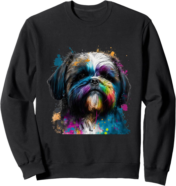 Bunt | Mehrfarbiges Shih Tzu Portrait Sweatshirt