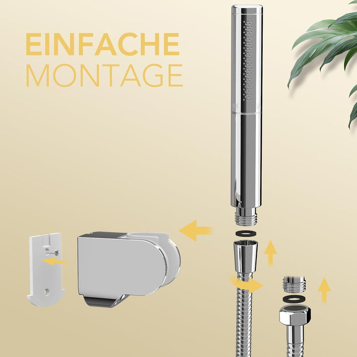 BESy Handbrause mit Schlauchhalterung, 2 Strahlarten Hochdruck Handbrause