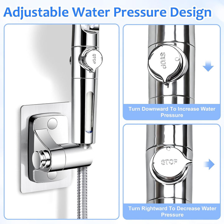 Duschkopf mit Schlauch 2M, 6 Strahlarten, Wassersparender Duschkopf 6 Modi Silber, 6 Modi Silber