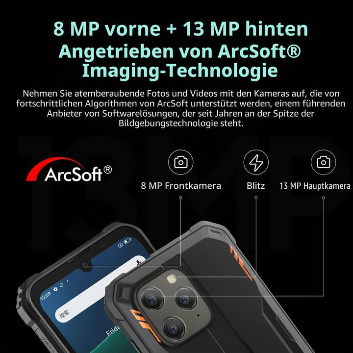 Blackview Outdoor Handy Ohne Vertrag BV5300 PRO, ArcSoft® 13MP+8MP, 7GB+64GB(1TB Erweiterung), 3 Kar