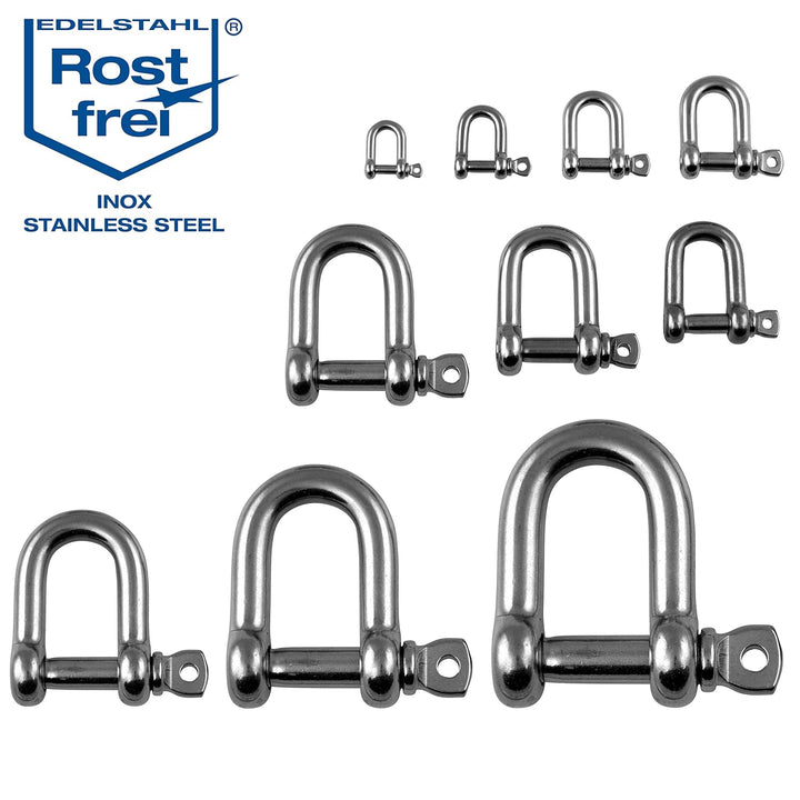 50 Stueck 5-mm Edelstahl Rund-Scheakel aus V4A kurze gerade robuste Form Bruchlast 1.000 kg Schäkel
