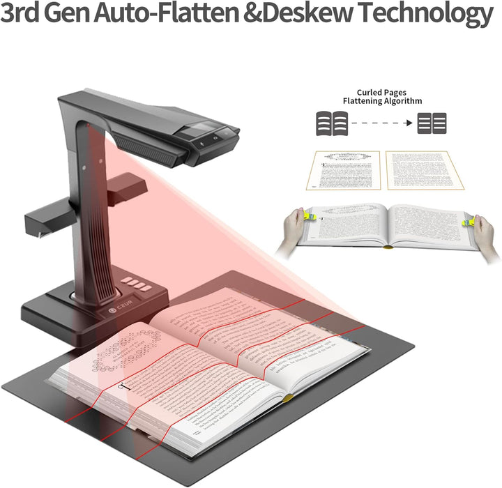 CZUR ET24 Pro Professioneller Buchscanner mit HDMI, 24MP Dokumentenscanner A3 Scanner mit Laser Verf