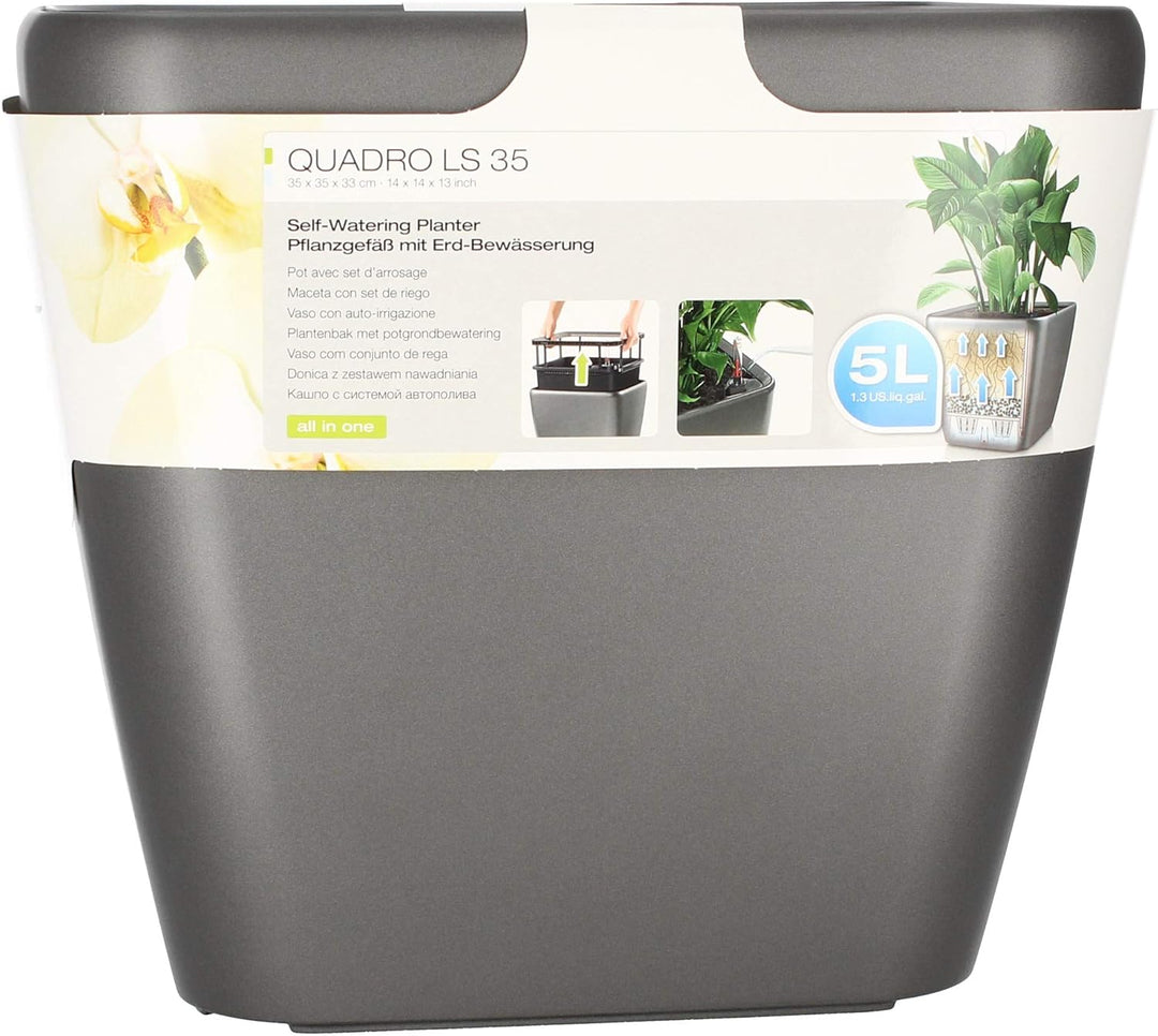 LECHUZA QUADRO Premium LS 35 anthrazit metallic 16163 35x35x33 cm Anthrazit Metallic, 35x35x33 cm An