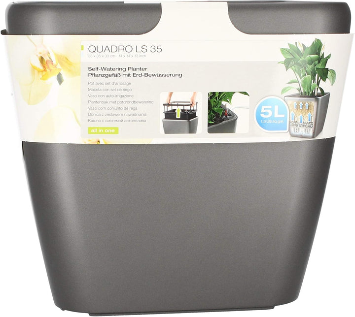 LECHUZA QUADRO Premium LS 35 anthrazit metallic 16163 35x35x33 cm Anthrazit Metallic, 35x35x33 cm An