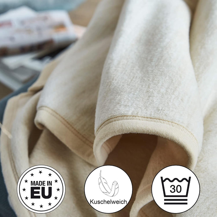 Ibena Fano Sofaschoner 100x200 cm – Sofaschutz wollweiss Creme, toller Couchschoner aus hochwertiger
