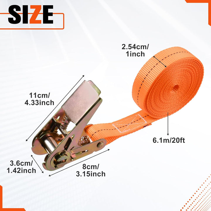 SPEEDWOX 4 Stück Zurrgurte mit Ratsche ohne Ende, Orange Bruchfestigkeit 1750 lb, Breite 1 Zoll, Län