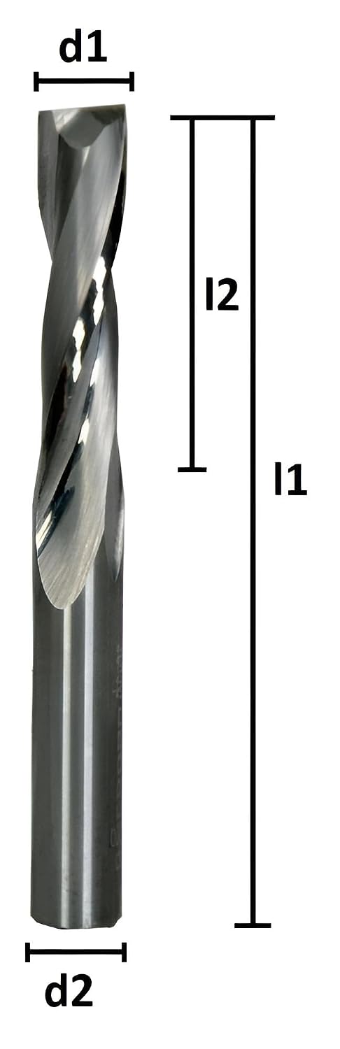VHM Fräser, Spiralnutfräser, CNC-Fräser für Holz, MDF Z=2 Schaftfräser mit polierter Spannut (8,0 x