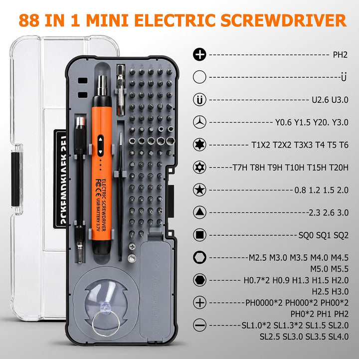 Mini Elektro Schraubendreher Set, Präzisions Elektrischer Schraubendreher 88 Orange, 88 Orange