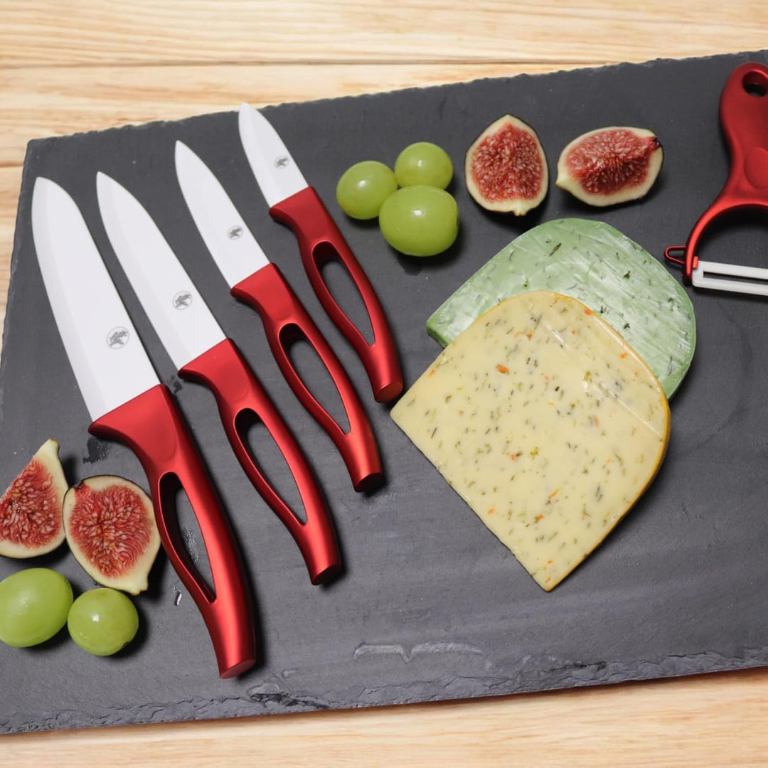 Keramikmesser Set 5-teilig - Hochwertiges Küchenmesser-Set mit 4 Präzisions-Keramikmessern &amp; Schäler