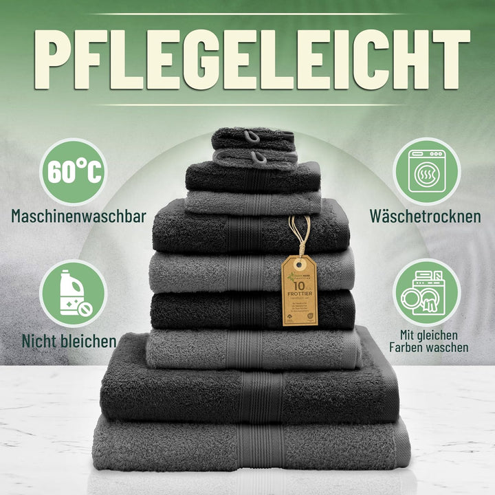 GREEN MARK Textilien 10 TLG. FROTTIER Handtuch-Set mit verschiedenen Grössen 4X Handtücher, 2X Dusch