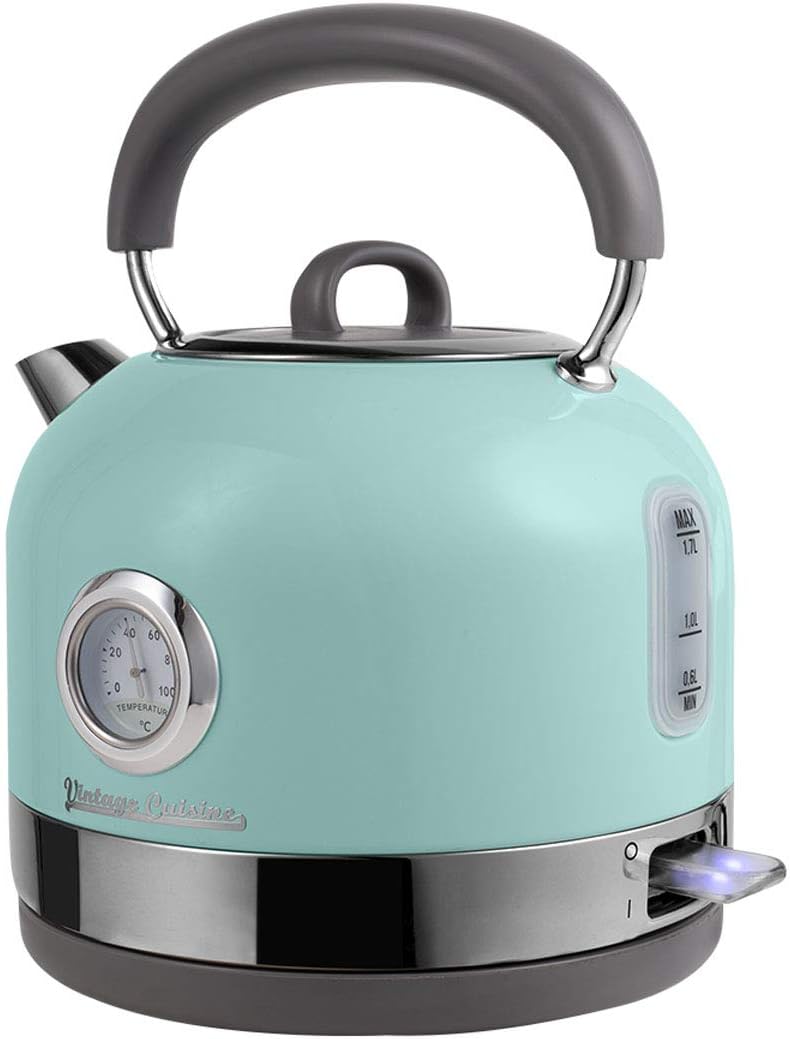 Retro Electric Kettle with Temperature Gauge by Vintage Cuisine (Mint)