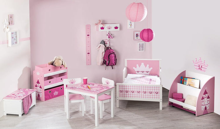 roba Spielzeugregal Krone - Prinzessinnen Schloss Motiv - Spielregal für Kinderzimmer mit 5 Boxen au