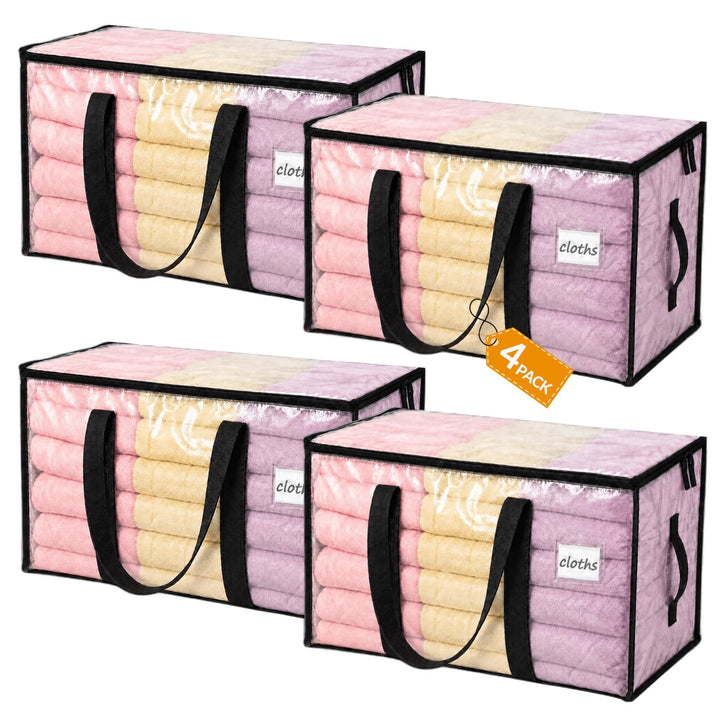 Velway 4 Stück 95L Aufbewahrungstasche, Heavy-Duty Weihnachtslager Transparente Umzugskartons Gross