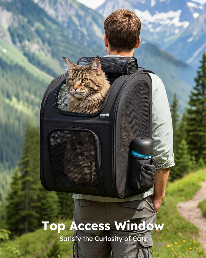 pecute Haustier Rucksack mit Netzfenster, Tragbare und Faltbare Katzentasche, Atmungsaktive und Leic