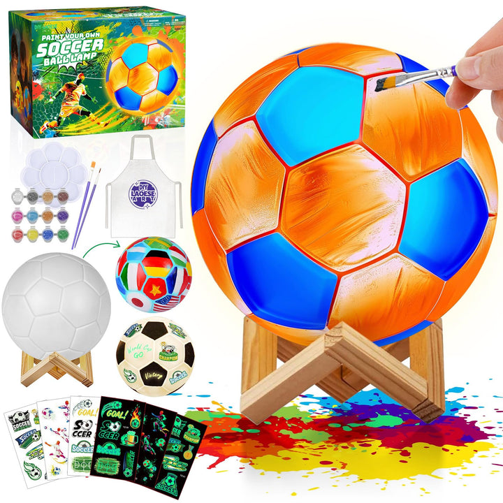 Fussball Geschenke Jungen 6-12 Jahre, DIY 3D Fussball Lampe Malset für Kinder, Bastelset Kinder ab 6