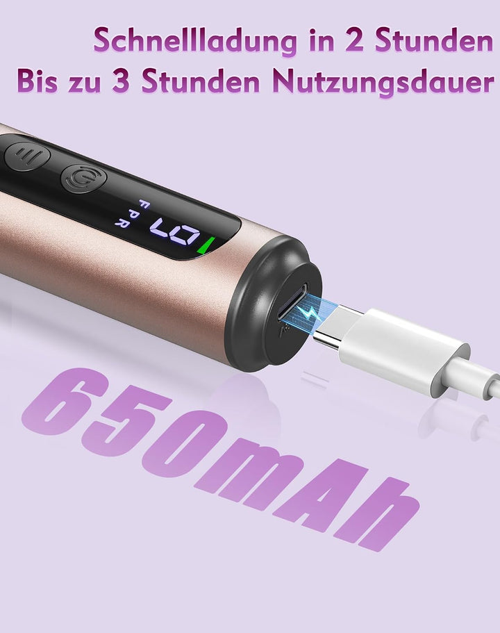Nagelfräser Set Elektrisch mit LCD Display für Gelnägel, Acrylnägel Gold, Gold