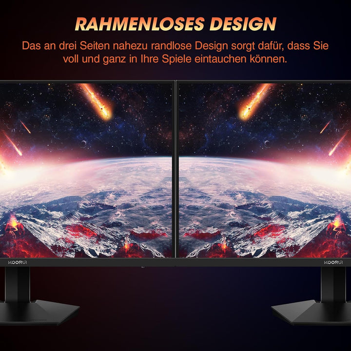 KOORUI 27 Zoll Gaming Monitor 240 Hz, 1 ms, FHD (1920 * 1080) DCI-P3 90% Farbraum, Adaptive Sync, Ne