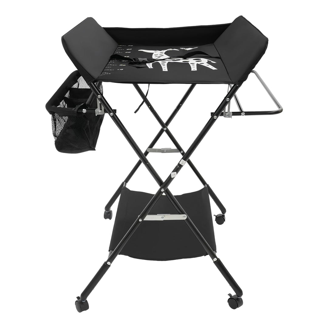 klappbare Wickelkommode Wickeltisch, Schwarz 25KG Maximale Belastung Baby Wickelkombi Mobiler Wickel