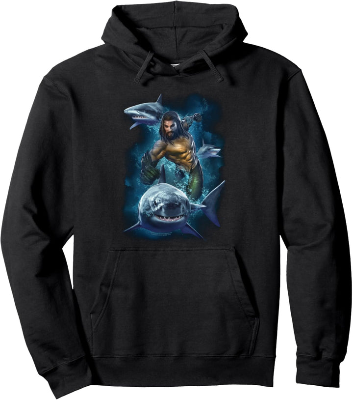 Aquaman Movie Swimming with Sharks Pullover Hoodie