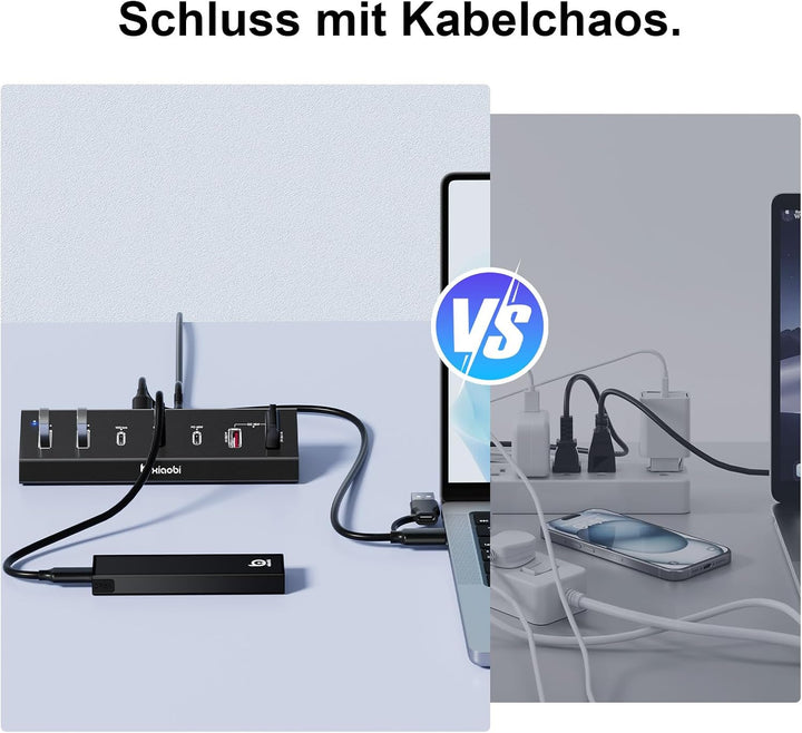 7-in-1 USB-C-Hub mit 10Gbps Datenübertragung, PD45W und QC18W Schnellladung Schwarz, Schwarz