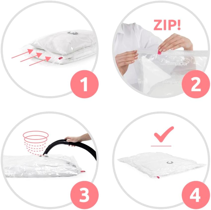 Compactor RAN7678 Set mi 4 Vakuum Aufbewahrungstasche, Weiss 2 Stück Assorted size, 2 Stück Assorted