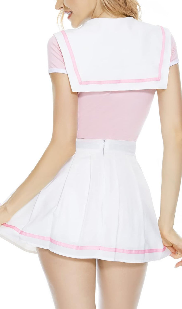 CutiePlusU Baumwoll Strampler Einteiler für Erwachsene Cosplay Goodnight Einteiler Rock-Set Rosa XS,