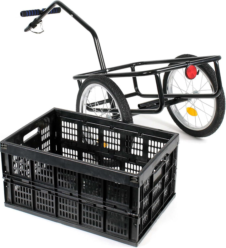 Wiltec Fahrrad Lastenanhänger, Fahrradanhänger, Deichsel klappbar &amp; Schnellkupplung für Einkäufe, Ur
