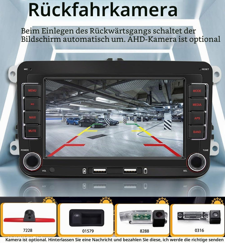 Android Autoradio mit Bildschirm+Bremslicht Rückfahrkamera für VW Multivan V T5 Transporter IV V,7 Z