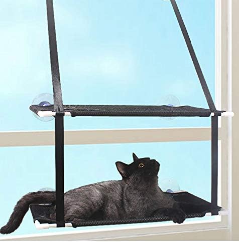 Doppellagige Katzenhängematte mit Aufhängevorrichtung, Starkem Saugnapf, Weichem Katzen-Fenstersitz