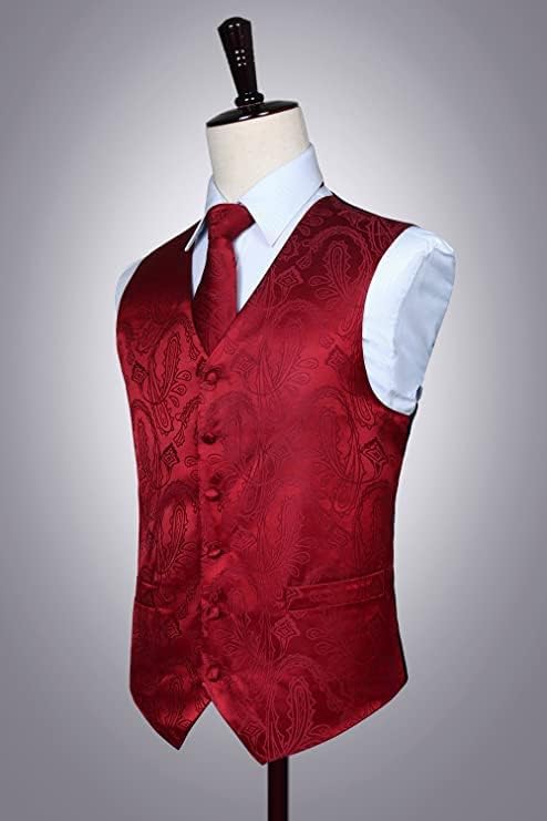 Enlision Herren Paisley Floral Jacquard Weste &amp; Krawatte und Pocket Square Weste Anzug Set XL C-Burg