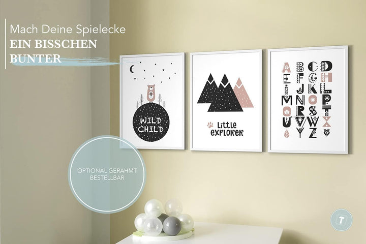 Papierschmiede® Kinderposter 3er Set, DIN A2 Wanddeko, Geschenk für Jungen &amp; Mädchen Kinderzimmer Ba