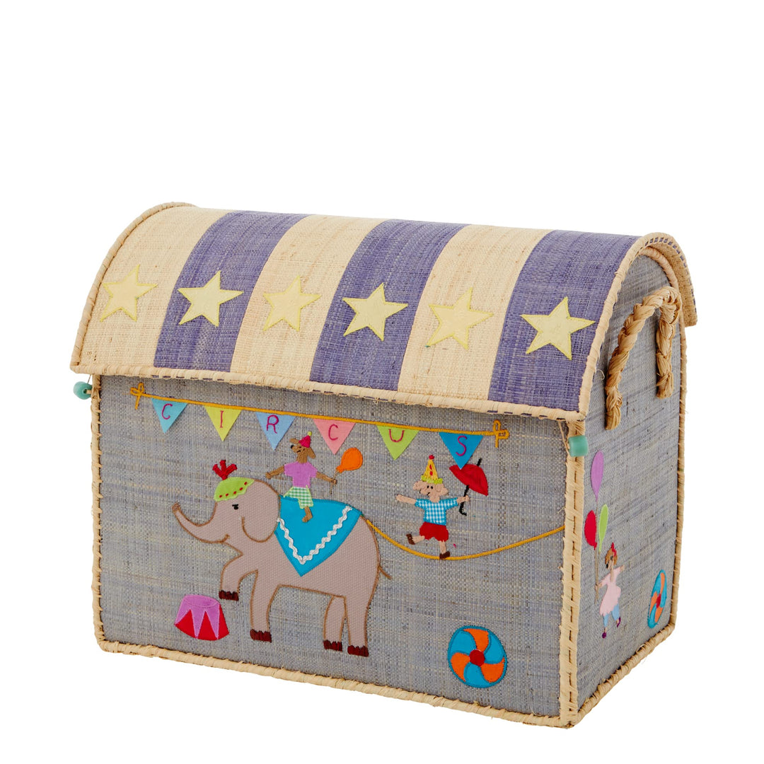 Medium Raffia Aufbewahrungshaus - Blau - Circus