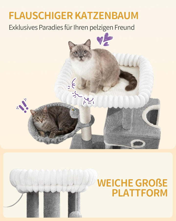 Hzuaneri Kratzbaum, 98 cm Kleiner Katzenbaum, Geräumiges und Stabile, mit Weiche Grosse Plattform, P